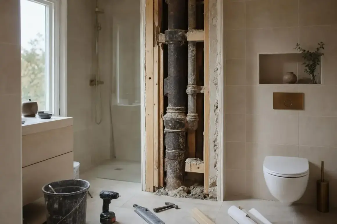 Renovering av badrum med synliga gamla rör. Undrar över relining kostnad för att fixa detta.